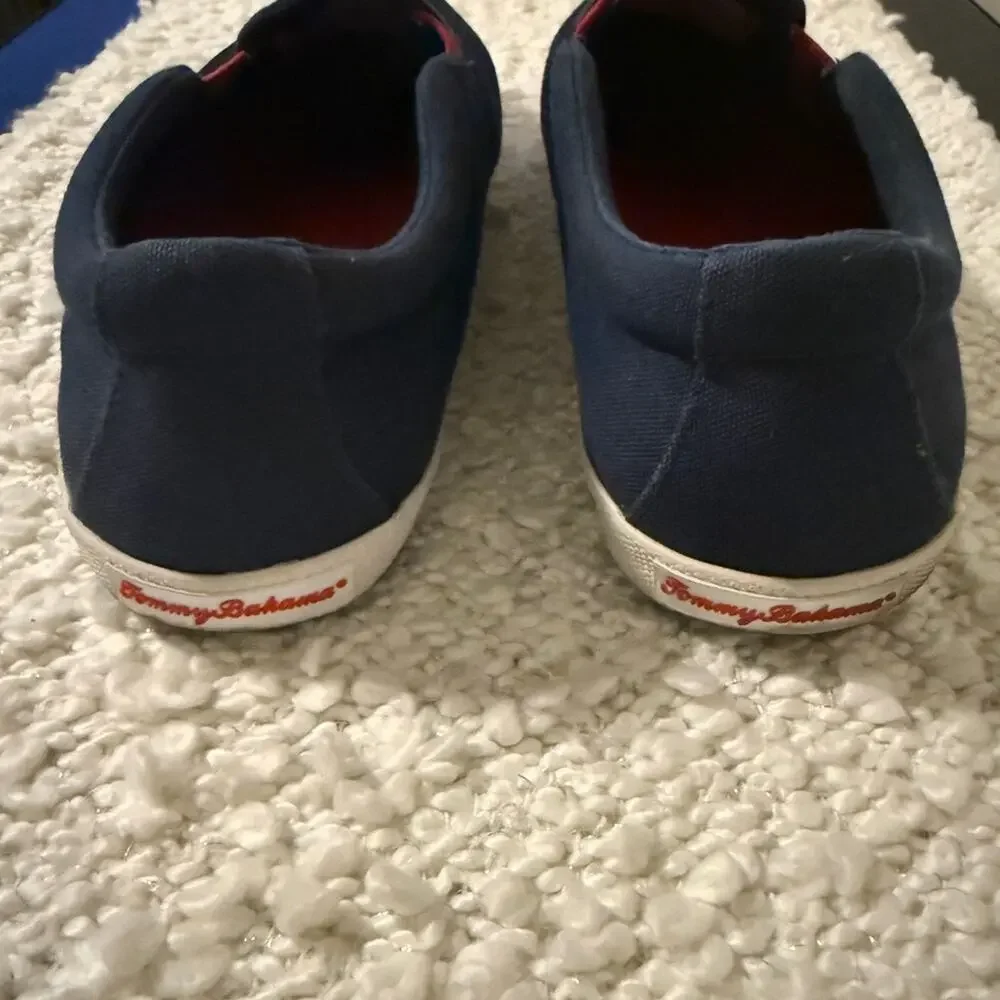 Tommy Bahama Men's Navy and Red Slip-On Canvas Loafers